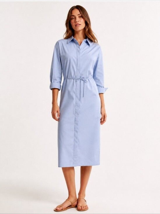 Abercrombie & Fitch Dresses & Skirts - NWOT Abercrombie blue long sleeve cotton poplin shirt dress XL